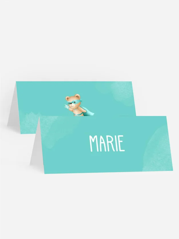 Tischkarte Geburtstag Bär-held Tischkarte Geburtstag Bär-held