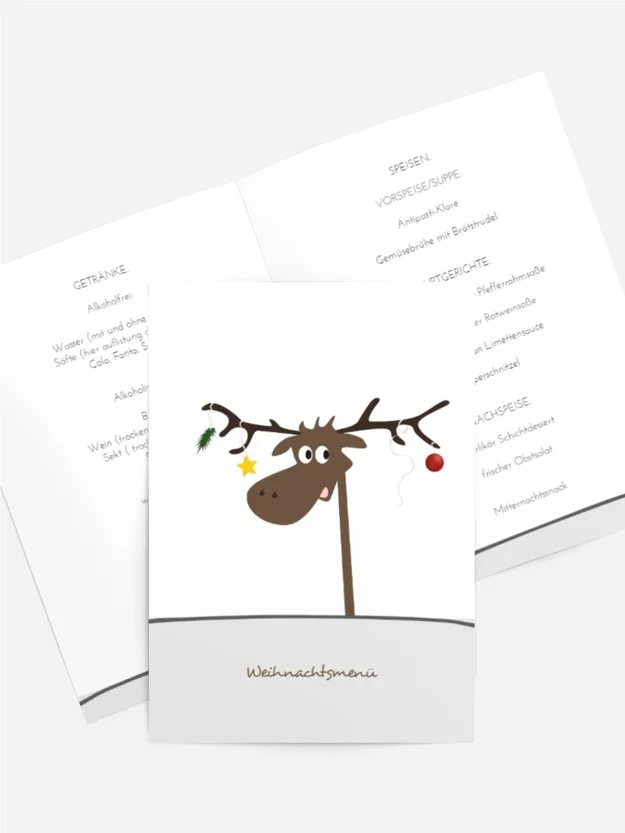 Weihnachts Menükarte Elch
