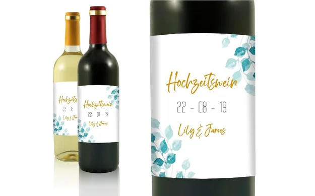 Hochzeit Flaschenetiketten Rosenblätter