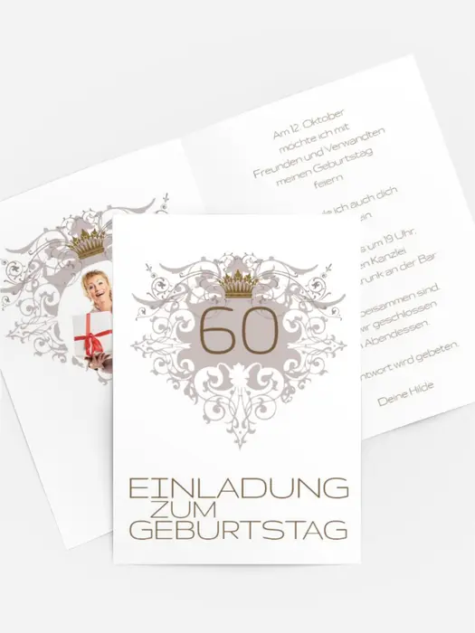 Einladung zum Geburtstag Krone 60 Foto
