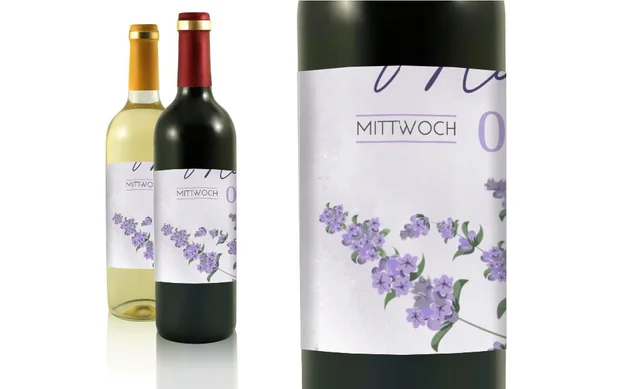 Hochzeit Flaschenetiketten lila Schatten