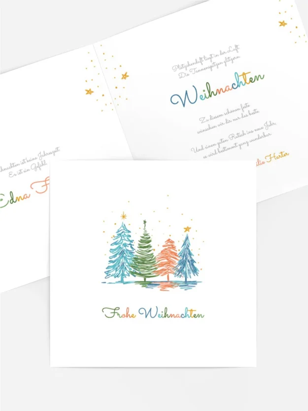 Grußkarte Weihnachten Bunte Zweige Grußkarte Weihnachten Bunte Zweige