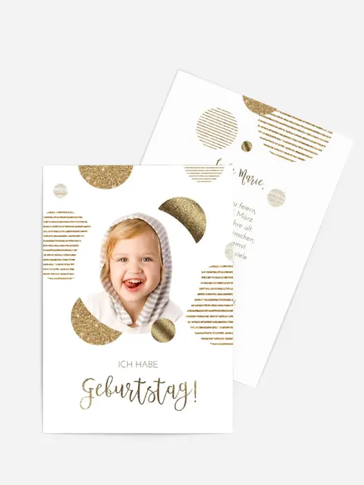 Geburtstagseinladung Goldene Kugeln