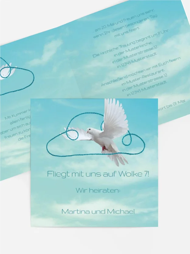 Einladungskarte Hochzeit Auf Wolke sieben