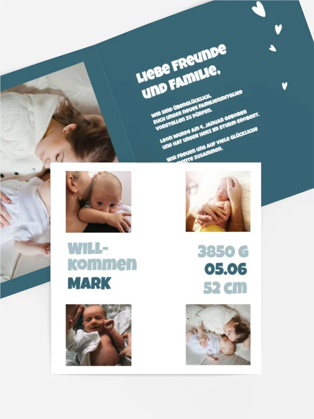 Babykarte Neugeborenes Herz