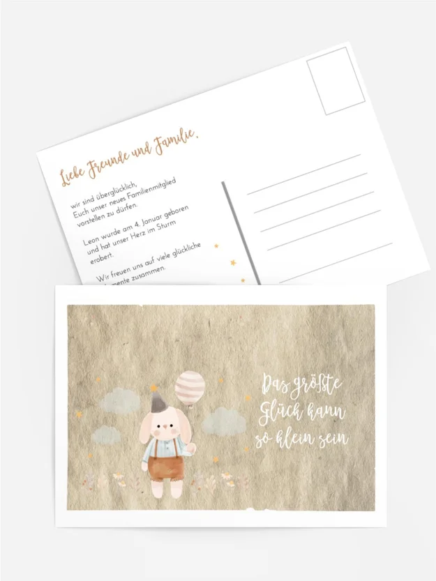 Babykarte Neugeborener Hase