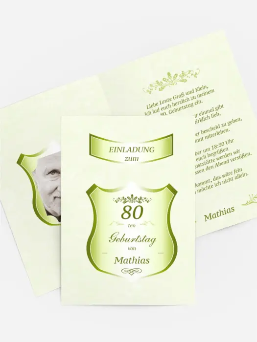 Geburtstagseinladung 80 label Foto