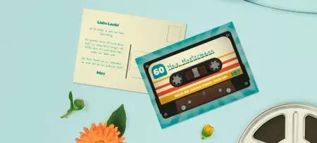 Bunte Einladungskarte zum Geburtstag als Motiv Kassette gestalten