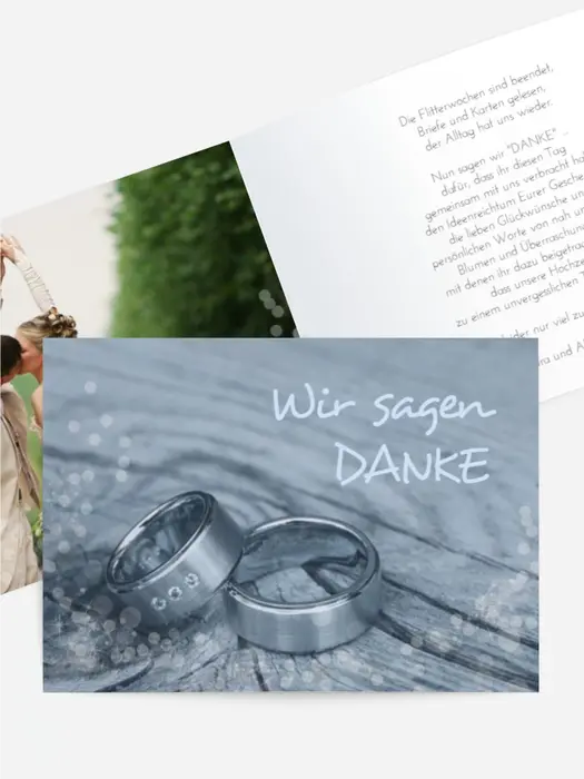 Dankeskarte Hochzeit "Eheringe"