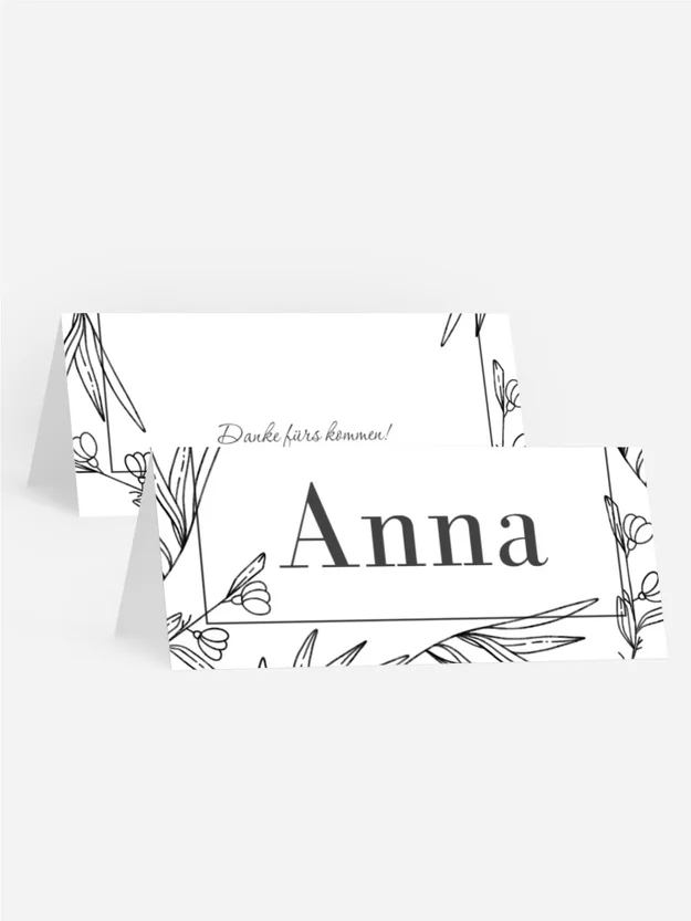 Tischkarte Geburtstag  Lineare Blumen