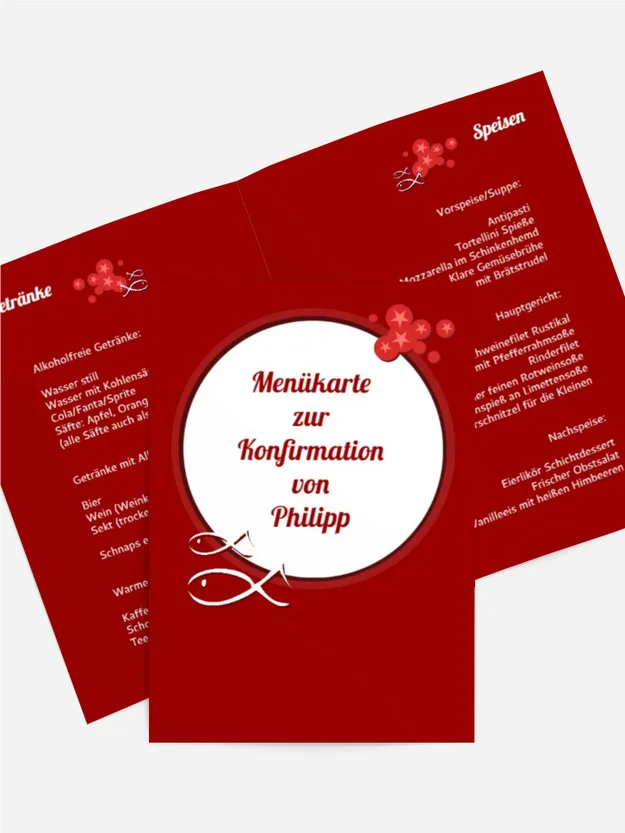 Menükarte Konfirmation Star Menükarte Konfirmation Star