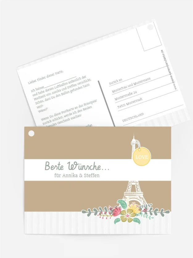 Ballonkarte zur Hochzeit Paris