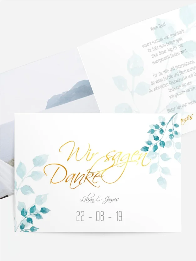 Dankeskarte Hochzeit "Rosenblätter"