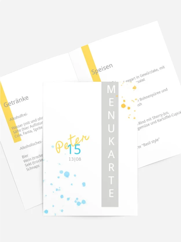 Menükarte Geburtstag Geburtstagssäule