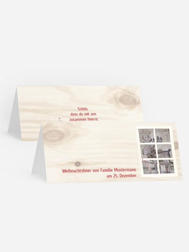 Weihnachtstischkarte Holzelch