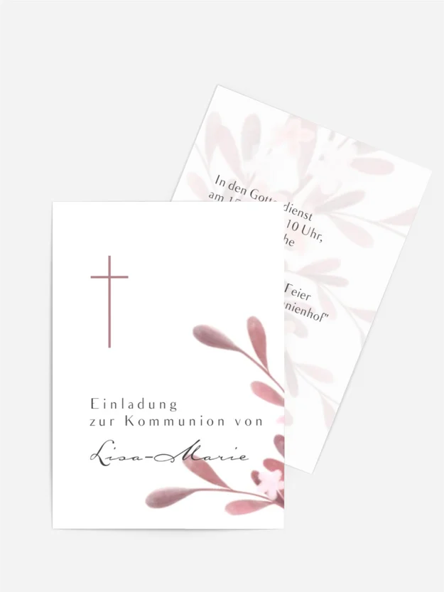 Einladungskarte Kommunion Salbei
