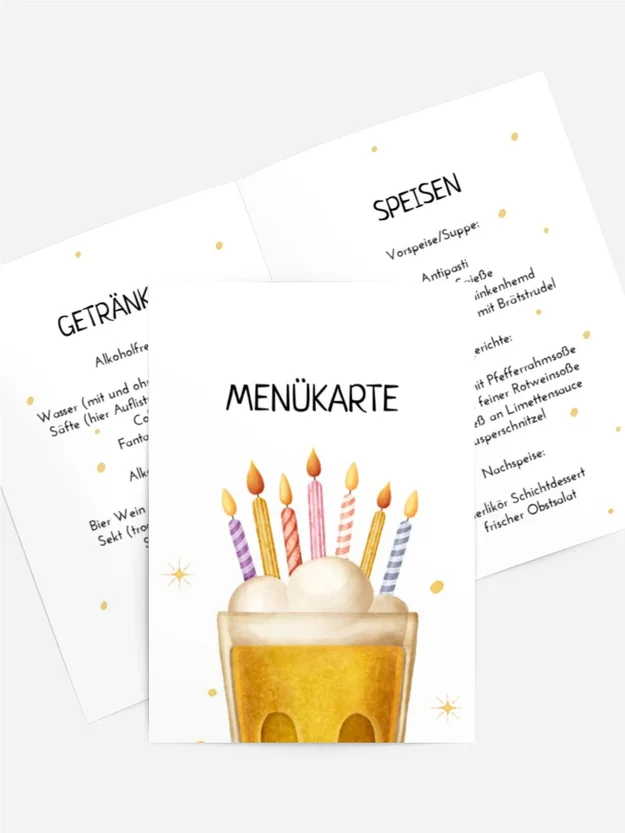 Menükarte Geburtstag Feiertagskerzen Menükarte Geburtstag Feiertagskerzen