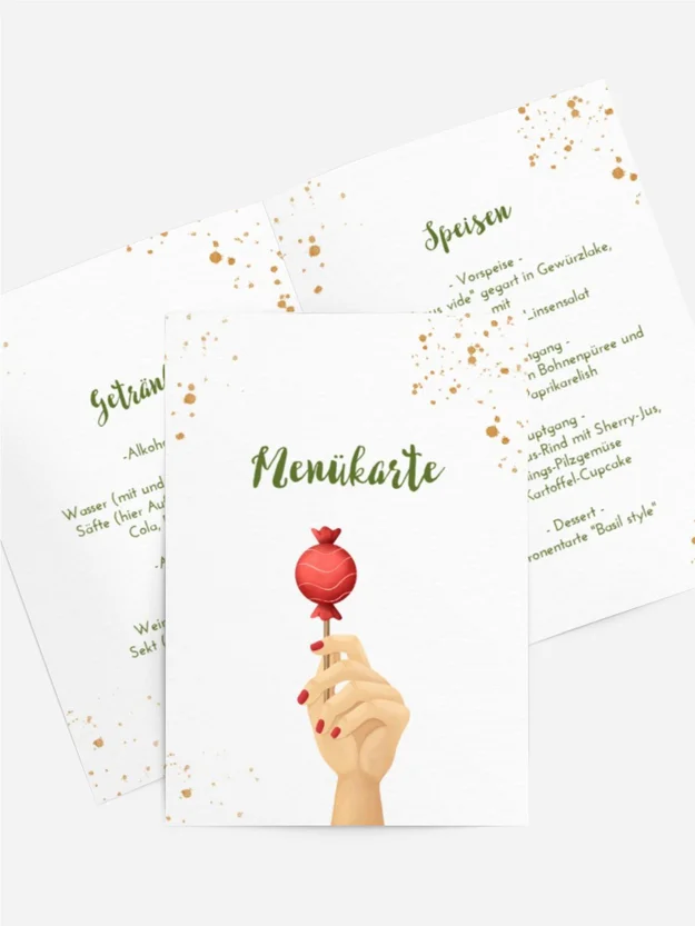 Menükarte Geburtstag  Handgeste