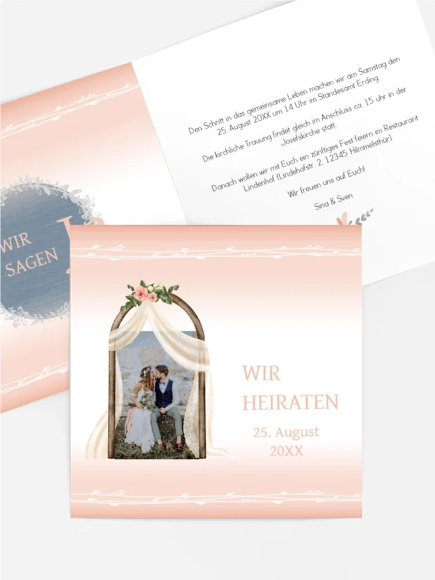 Hochzeitseinladung im Bogen