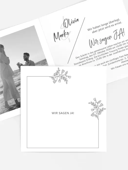 Hochzeitseinladung Reihe von Blumen