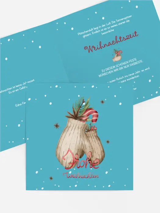 Grußkarte Weihnachten Warme Handschuhe