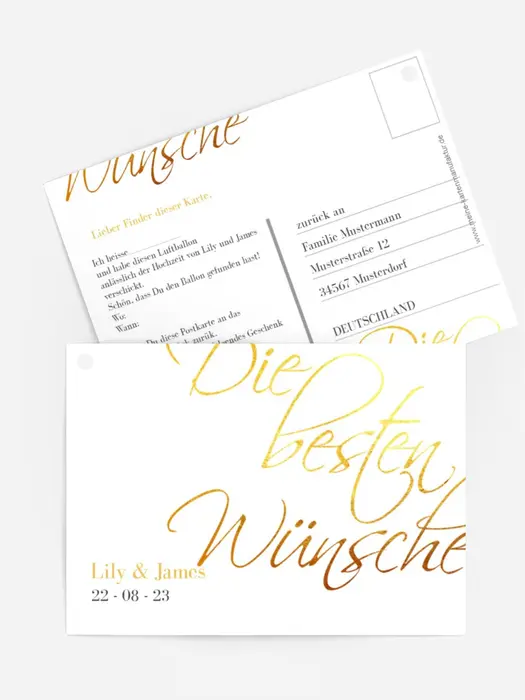 Ballonflugkarte Goldene Buchstaben Ballonflugkarte Goldene Buchstaben