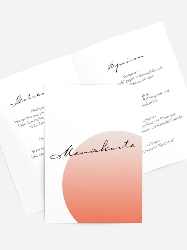 Menükarte Geburtstag Einklang
