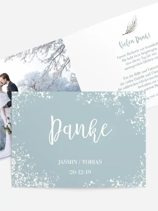 Dankeskarte Hochzeit "Schneeflocken"