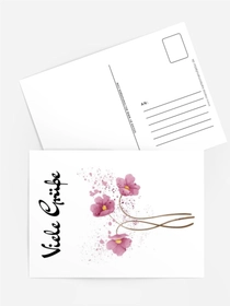 Postkarte „Viele Grüße“ – Zarte Blüten in Rosé