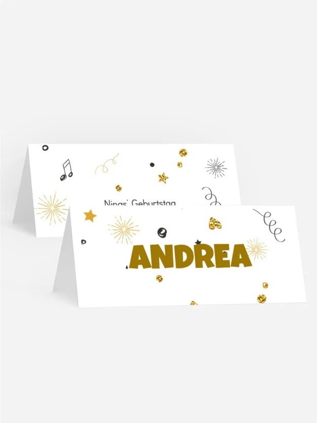 Tischkarte Geburtstag Goldener Kuchen