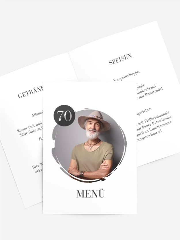 Menükarte Geburtstag Vintage Circle