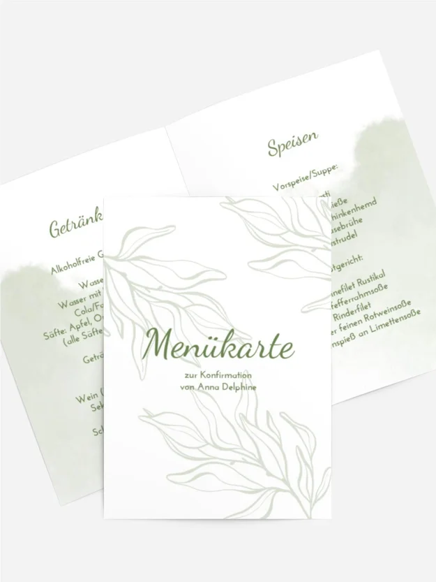 Menükarte Konfirmation  Zarte Zweige
