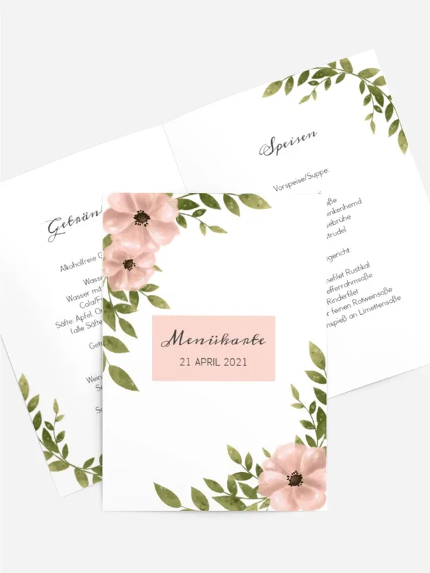 Menükarte Kommunion Blumig Menükarte Kommunion Blumig