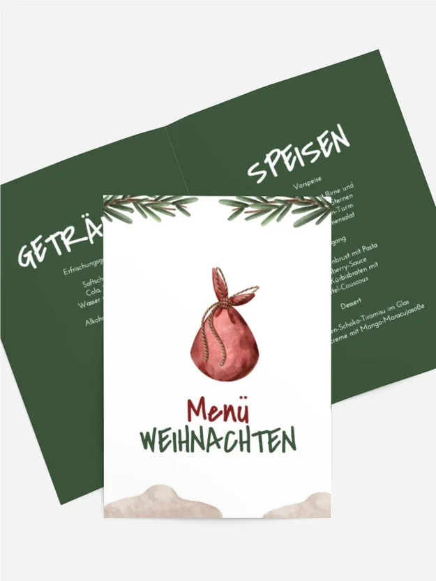 Menükarte Weihnachten Tannenzapfenladen