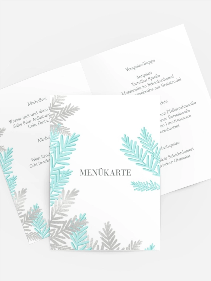 Menükarte Weihnachten Eiszweig Menükarte Weihnachten Eiszweig