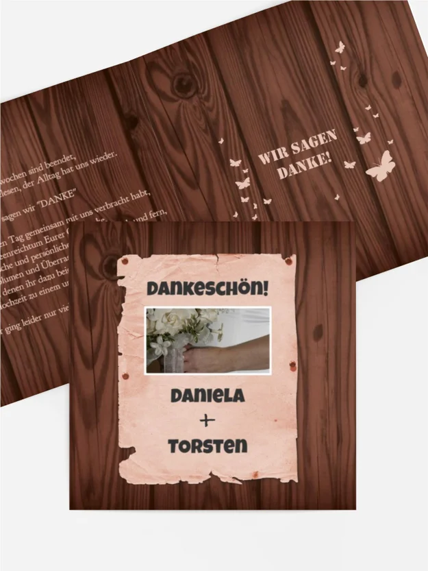 Dankeskarte Hochzeit "Steckbrief"