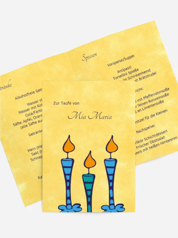 Menükarte Taufe Kerze