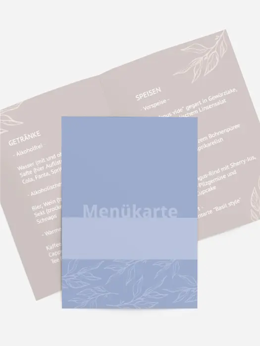 Menükarte Geburtstag Helle Blätter