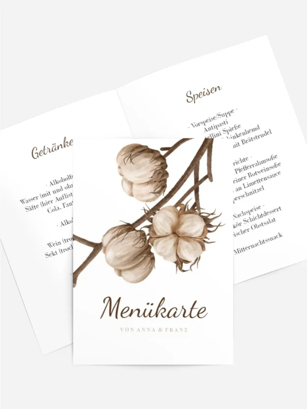 Menükarte Atmungsaktive Baumwolle