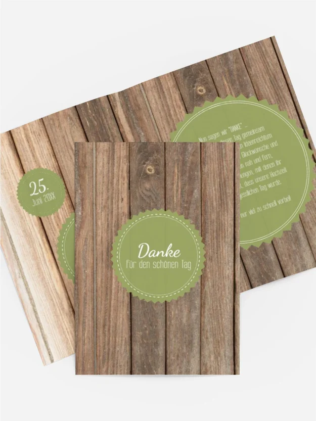 Dankeskarte Hochzeit "Vintage Holz 2"