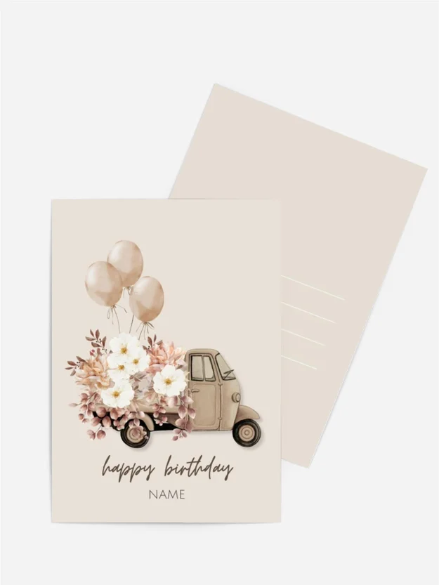 Geburtstagskarte Blumen-Ape | Name personalisierbar