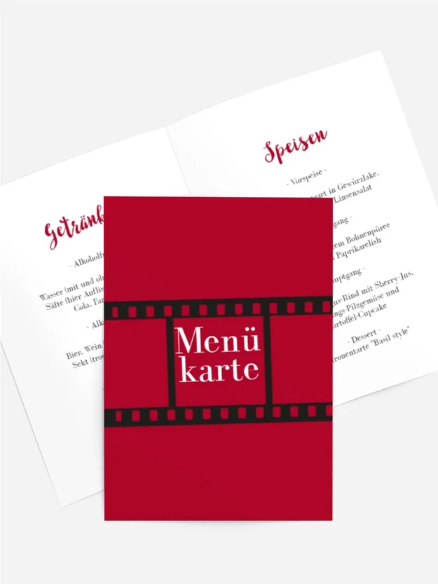Menükarte Geburtstag Lebensfilm