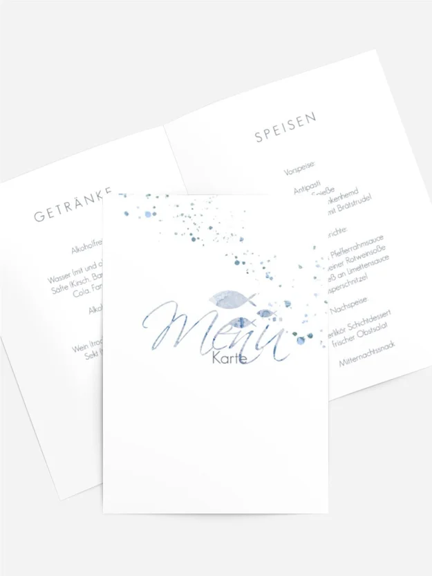 Menükarte Taufe Wasserkranz