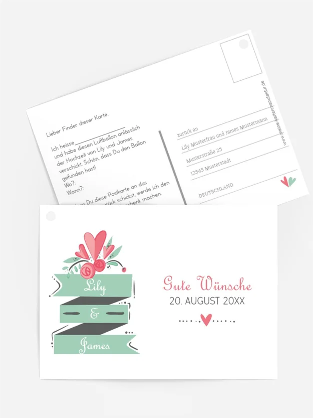 Hochzeit Ballonkarte Du & Ich Hochzeit Ballonkarte Du & Ich