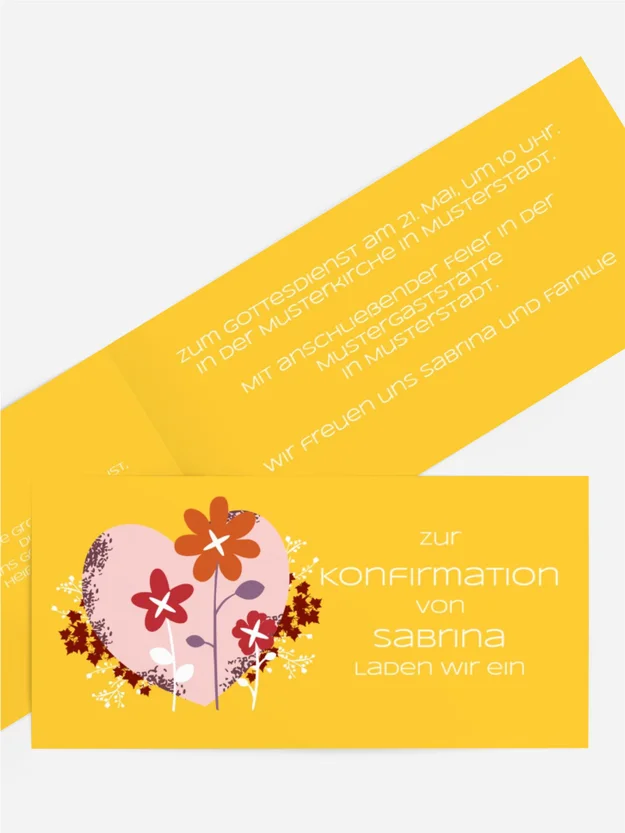 Einladungskarte Konfirmation Herz Einladungskarte Konfirmation Herz