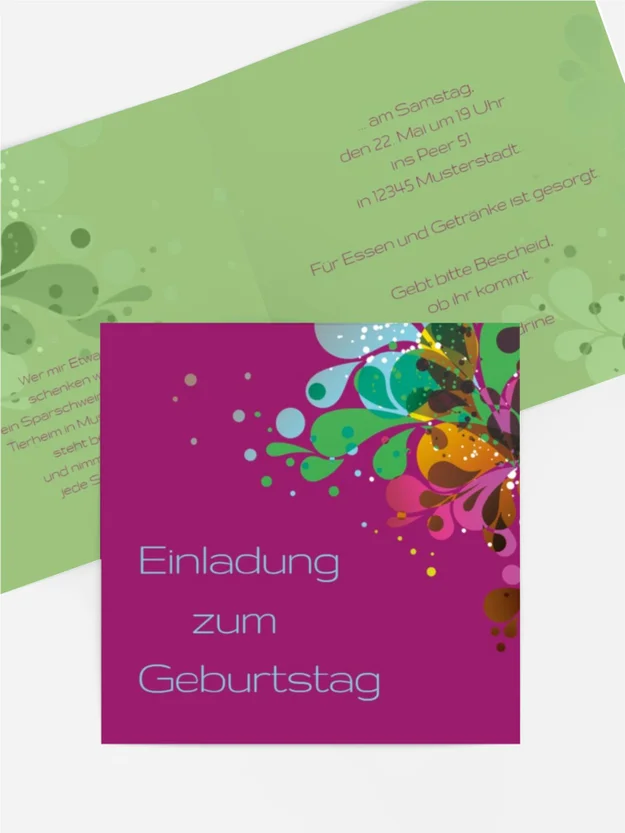 Geburtstag Einladung Farbenspiel Geburtstag Einladung Farbenspiel