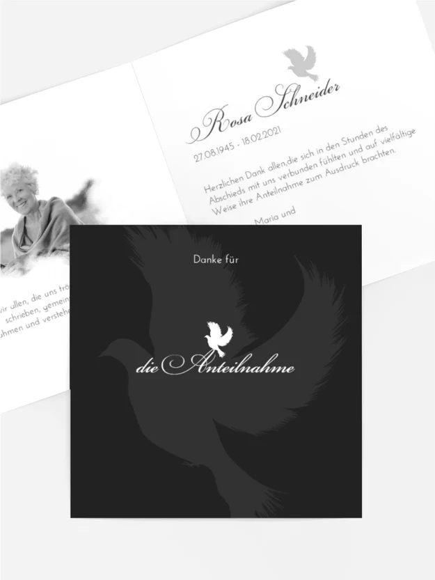 Trauerdanksagung Engel Vogel Trauerdanksagung Engel Vogel