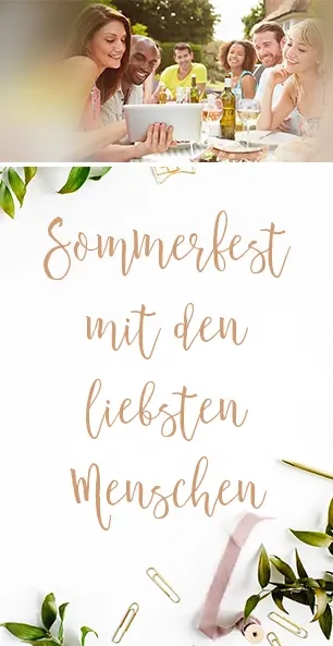 Weißer Hintergrund mit schönem rosa Schriftzug "Sommerfest mit den Liebsten"