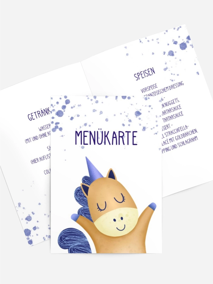 Menükarte Geburtstag Little happy Unicorn