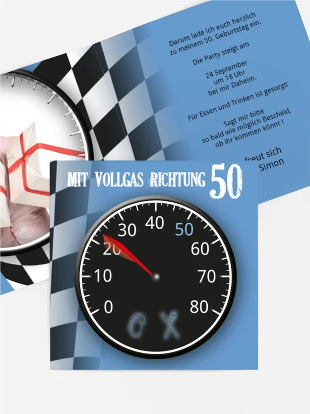 Einladungskarte Geburtstag Vollgas 50 Einladungskarte Geburtstag Vollgas 50